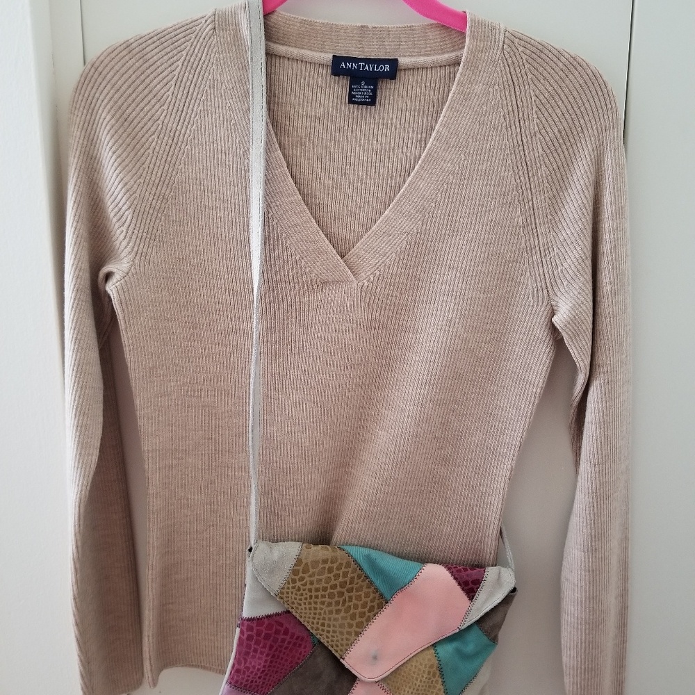 Tan v neck sweater